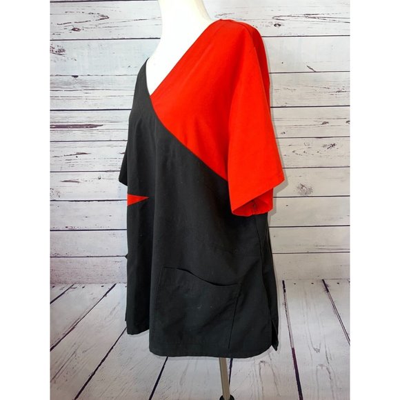 Greys Anatomy Signature Scrub Top Plus Size 4XL 4X Red Black 2140X Nursing Shirt - Picture 2 of 10